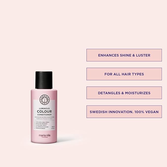 Maria Nila Luminous Colour, Conditioner 3.4 Fl Oz, Reduces Colour Loss from Washing, Pomegranate Counteracts Dehydration, 100% Vegan & Sulfate/Paraben free