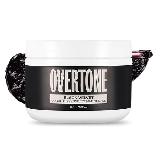 Overtone Semi Permanent Hair Color Conditioner, Black Velvet, 8 oz, Nourishing, Damage-Free, Color Depositing Mask for All Hair Types with Shea Butter & Coconut Oil, Vegan & Cruelty-Free