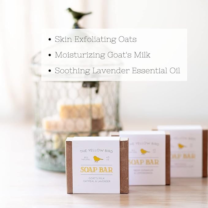 Lavender Goats Milk Soap Bar with Oats - Gentle Exfoliating Bath Soap. Moisturizing Dry Skin Face & Body Wash. Mild Natural and Organic Soap. Made in the USA