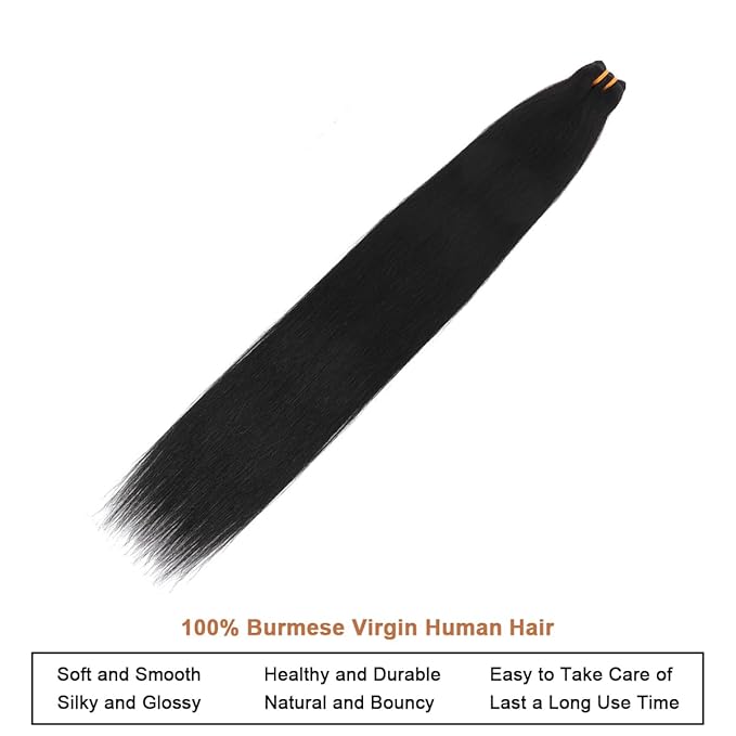 16A Raw Human Hair Bundles 100% Burmese Virgin Straight Bundles Human Hair, Sliky Boutique Extensions, Can Be Dyed and Restyled, Full Ends, Vertical Smooth (Straight 1 Bundle, 26 Inch)