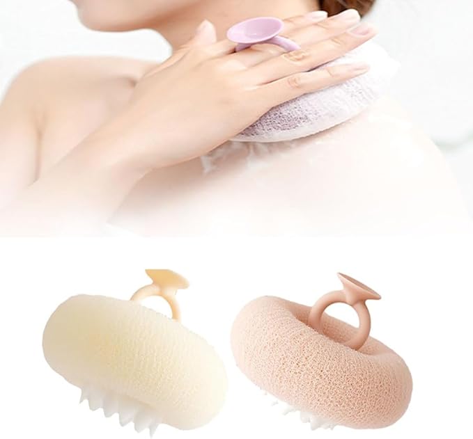 2-in-1 Sunflower Bath Ball, 2025 Upgraded Super Soft Sunflower Suction Cup Bath Ball Exfoliating Sponge Cleaning Brush, Sponge Mesh Pouf Shower Ball for Women Men Shower (Pink+White)