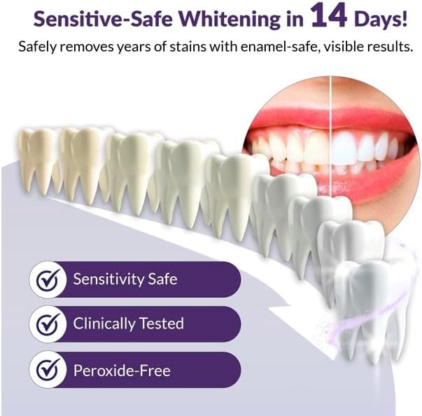 Peroxide Free Teeth Whitening Strips 14 Treatments - New Gentle Formula for Sensitive Teeth. Deep Stain Removal - Coconut Oil, Sage, Lemon Peel, Dead Sea Salt for Beautiful Bright Smile. (28 Strips)