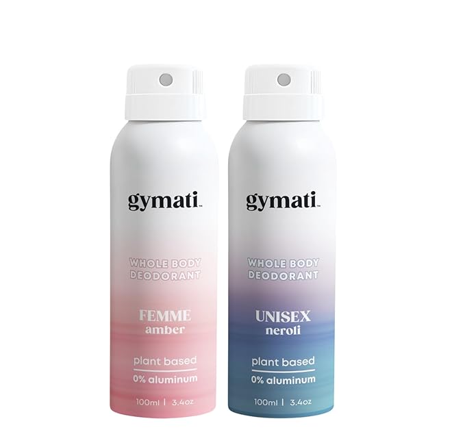 Gymati Fitness Body Deodorant Spray Aluminum Free - Women & Unisex - Pack of 2