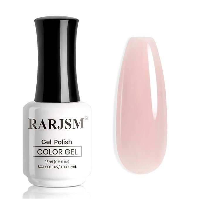 RARJSM Nude Beige Pink Gel Nail Polish Neutral Skin Tone Sheer Jelly Warm Pink Gelpolish 1PC 15ml Single Bottle Creamy Transparent Natural Nudegel Polish Soak off Cured for Home Salon French Manicure