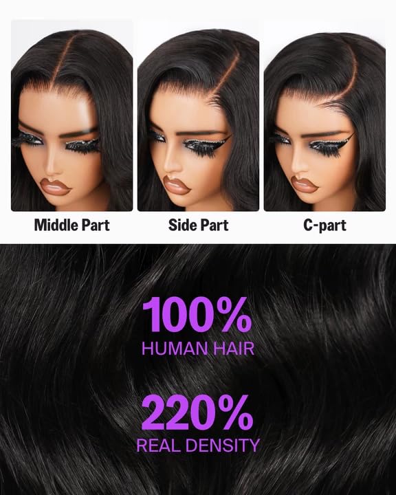 Glueless Wigs Human Hair Pre Plucked Pre Cut 5X6 HD Body Wave Lace Front Wigs Human Hair Glueless Wear And Go For Black Women 220% Density HD Lace Closure 20 Inch