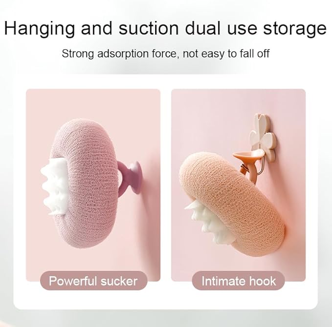 Super Soft Sunflower Suction Cup Bath Ball, 2025 Upgraded 2-in-1 Sunflower Ball Exfoliating Bath Sponge Cleaning Brush, Mesh Shower Body Sponge Accessories for Women, Men Shower (Cyan+Pink)