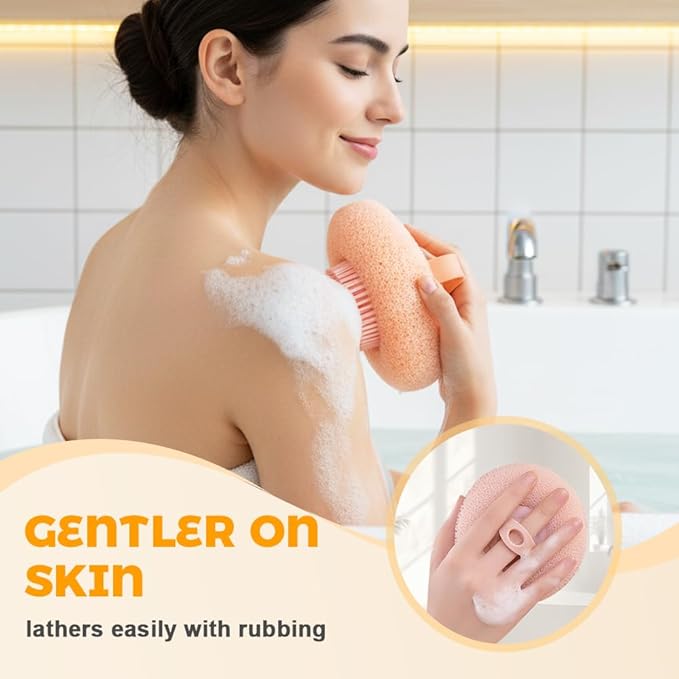 Super Soft Sunflower Suction Cup Bath Ball, 2025 New Exfoliating Bath Bath Sponge Cleaning Brush with Finger Rings for Women and Men (Begie, 4 pcs)