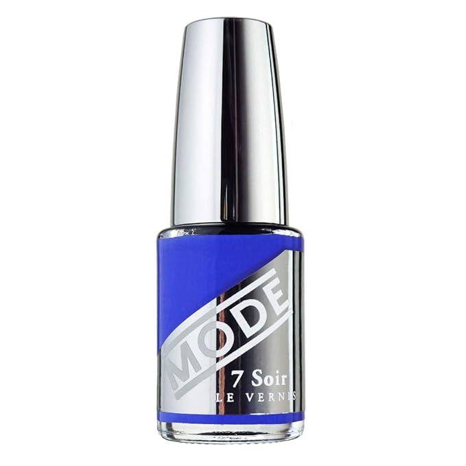 MODE Electric Blue Nail Polish ROYAL COURT Long Lasting Nail Lacquer Nourishing Color, Chip Resistant Strengthening Manicure Protection, Cruelty Free, Vegan, Made in NY USA, 7 Soir Le Vernis