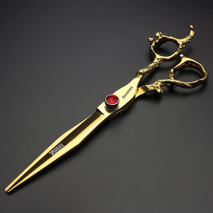 7" 7.5" 8"9" Professional Hairdressing Scissors Barber Salon Hair Cutting Dragon Shears (Large). (7 inch—B)