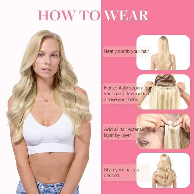 GOO GOO Clip in Hair Extensions Real Human Hair, Remy Human Hair Extensions Clip ins for Women, Natural Human Hair, 16inch 150g 9Pcs, 8A/22 Medium Brown Highlighted Golden Blonde