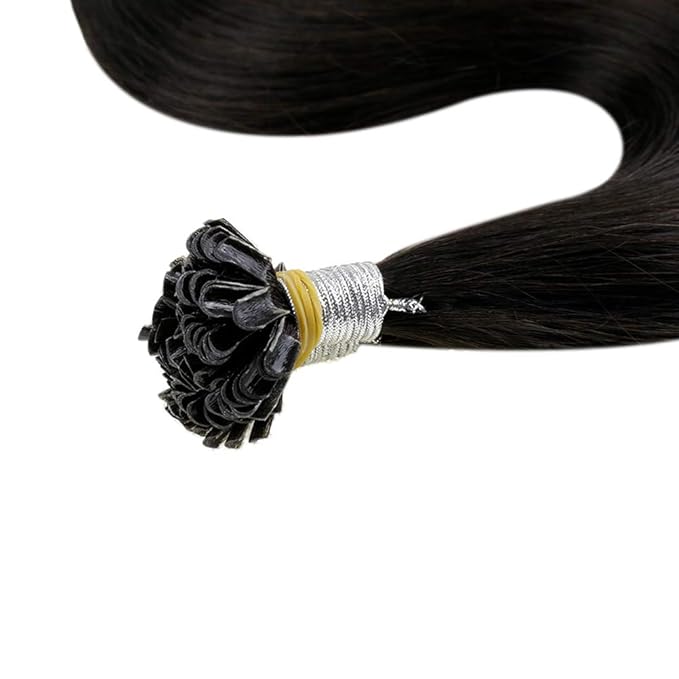 Full Shine U Tip Human Hair Extensions Natural Black Hot Fusion Utip Extensions Remy Hair 22 Inch Nail Tip Pre Bonded Hair Extensions 50 Grams for Women
