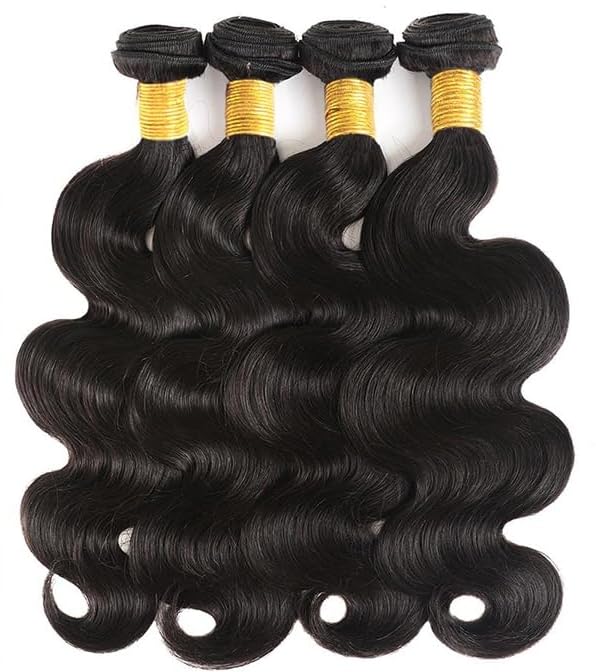 Body Wave Bundles Human Hair 16 18 20 22 Inch 12A Grade Unprocessed Brazilian Virgin Hair 4 Bundles Body Wave Human Hair Extensions for Black Women Natural Color