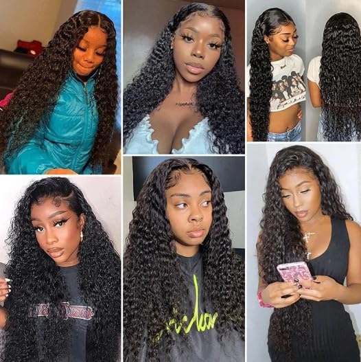Water wave bundles 100% Unprocessed human hair bundles with Hair Extensions Natur weave color for women 100g/bundle(Natural Black, Water 24 26 28 Inch)