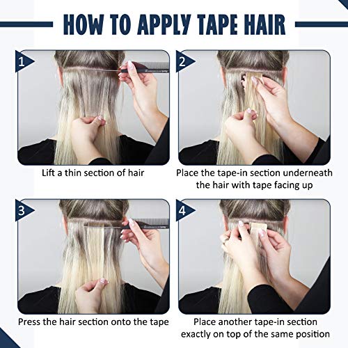 Full Shine Seamless Tape in Hair Extensions 16Inch Color Dark Brown 3 Fading to 8 and 22 Blonde Double Sided Tape in Extension Human Hair Skin Weft 50G Straight for Women Add Volume 20Pcs