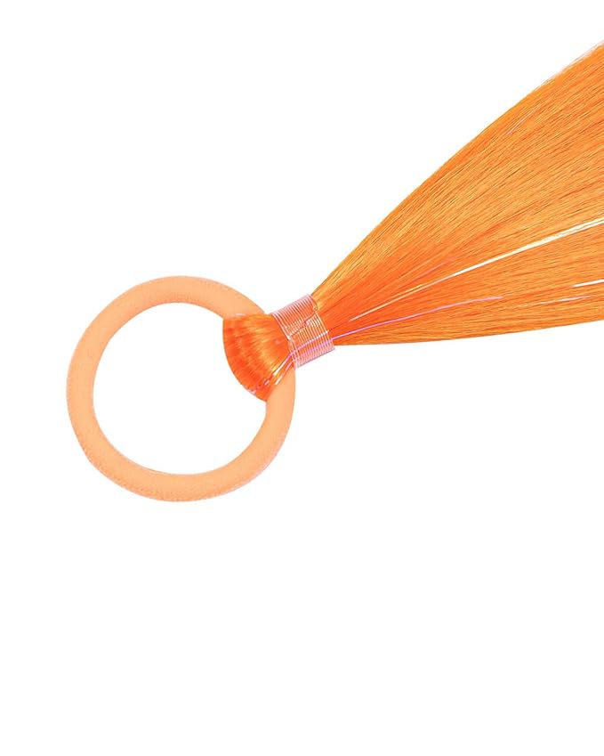 Orange Hair Extensions for Braids Ponytail Extension 2 Packs, 20 inch Crazy Hair Day Accessories for Women, DIY Festival Wacky Rave Braids,Tinsel Mixed