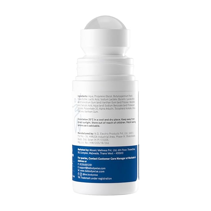 Be Bodywise Deodorant Roll on. Aluminum Free, Alcohol Free. With AHA BHA, Lactic Acid, Mandelic Acid. Prevents Odor, Reduces Pigmentation. Probiotic Toner for Women. Floral Scent. 1.7 Oz