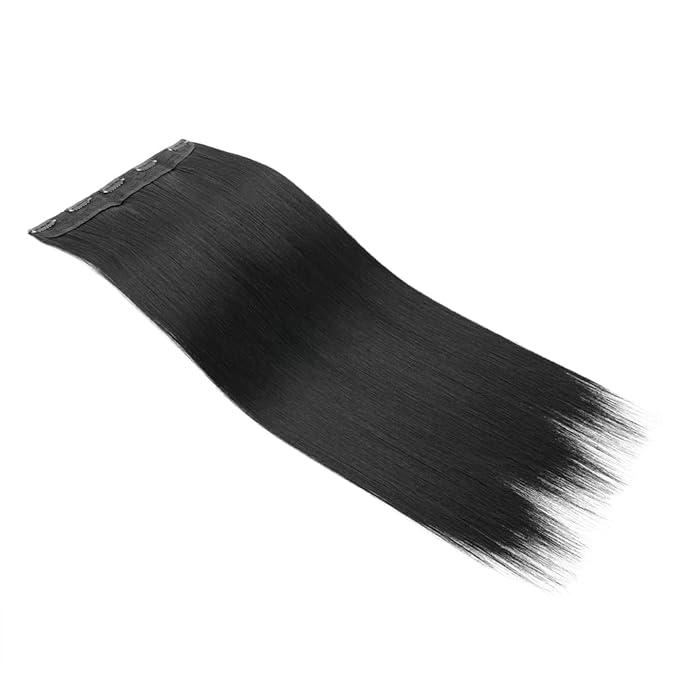 S-noilite Clip in Hair Extensions 26" Straight 3/4 Full Head One Piece 5clips Long Hairpiece Clip on Hair Popular Style New Synthetic Anti-tangle for Dreamlike Girls (26" Straight,Classic Black)