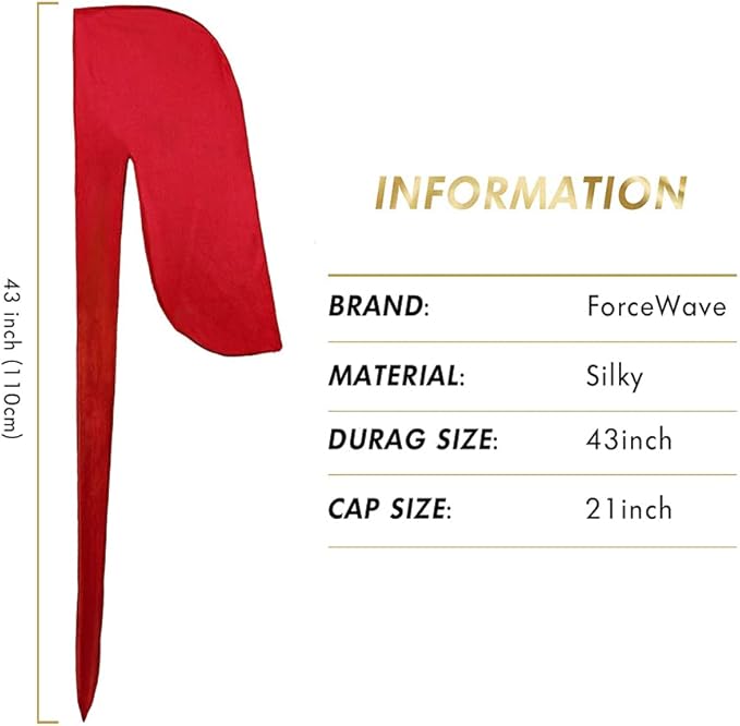 ForceWave Silky Durag for Men Wave Cap Satin Dorag for Men Women 360 Wave