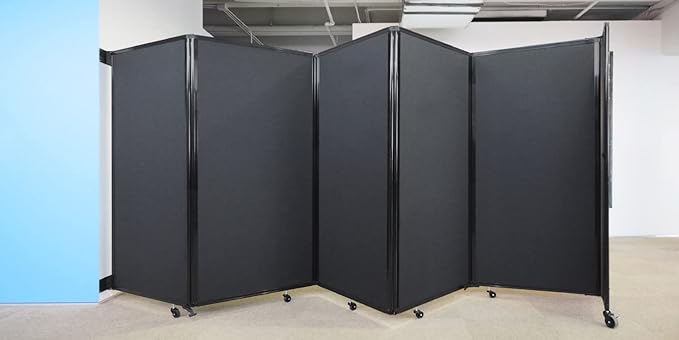 Versare Room Divider 360 Wall-Mounted Folding Partition | Locking Wheels | Temporary Room Separator | 19'6" x 5' Beige SoundSorb Panels
