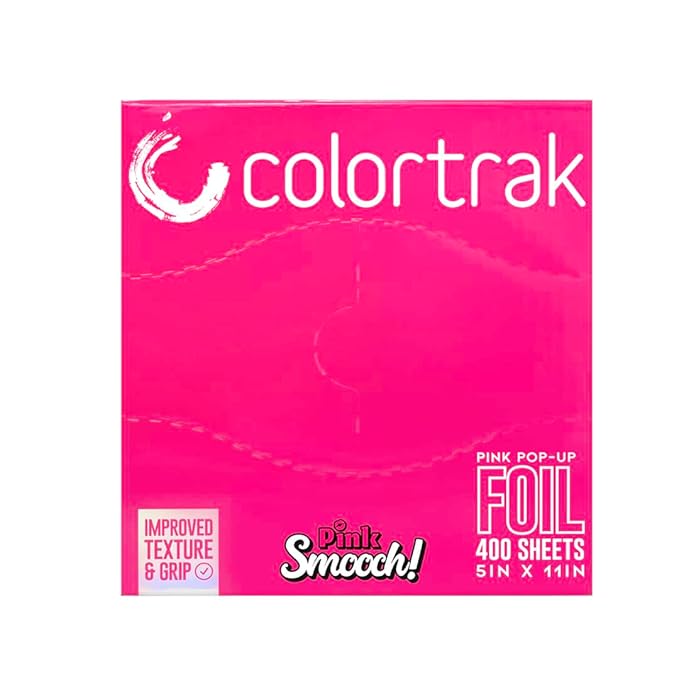 Colortrak Smooch Pop-up Foil W/Dispenser (400 Count), Pre-cut Sheets, Non-Slip Embossed Texture, 5" x 10.75" Sheets for Hair Foil Coloring and Highlighting Sheet Applications