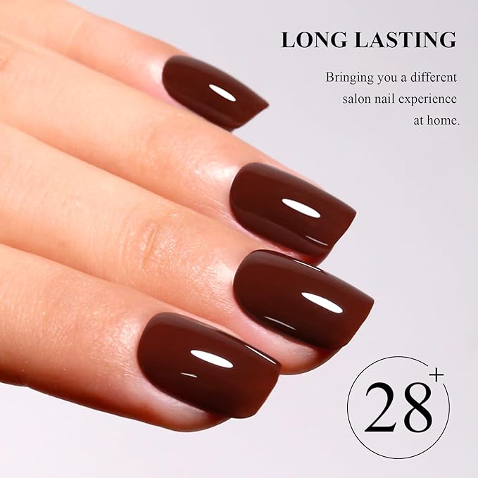 Imtiti Brown Gel Nail Polish, 1Pcs Maroon Chestnut Brown Gel Polish for Autumn and Winter DIY at Home(0.34 Fl Oz-1917)