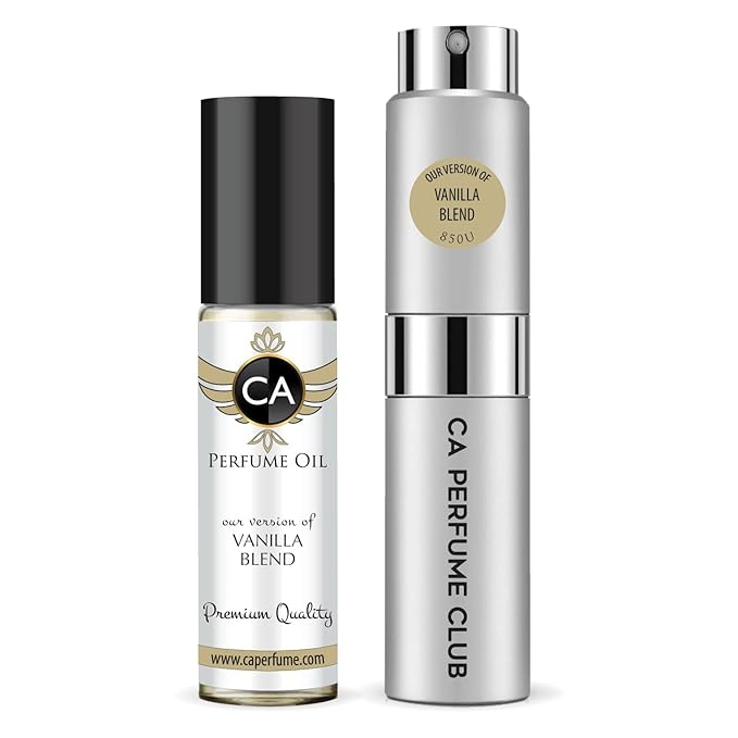 CA Perfume Duo Impression of Vanilla Blend For Women And Men Perfume Layering Set Long Lasting Travel Size EDP + Body Oil Roll-On Bottle 0.27 Fl Oz+0.33 Fl Oz