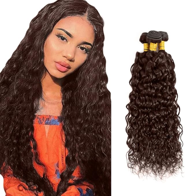 24 26 28 inch Brown Human Hair Bundles Dark Brown Water Wave Bundles #4 Human Hair Bundle #4 Water Wave Bundle