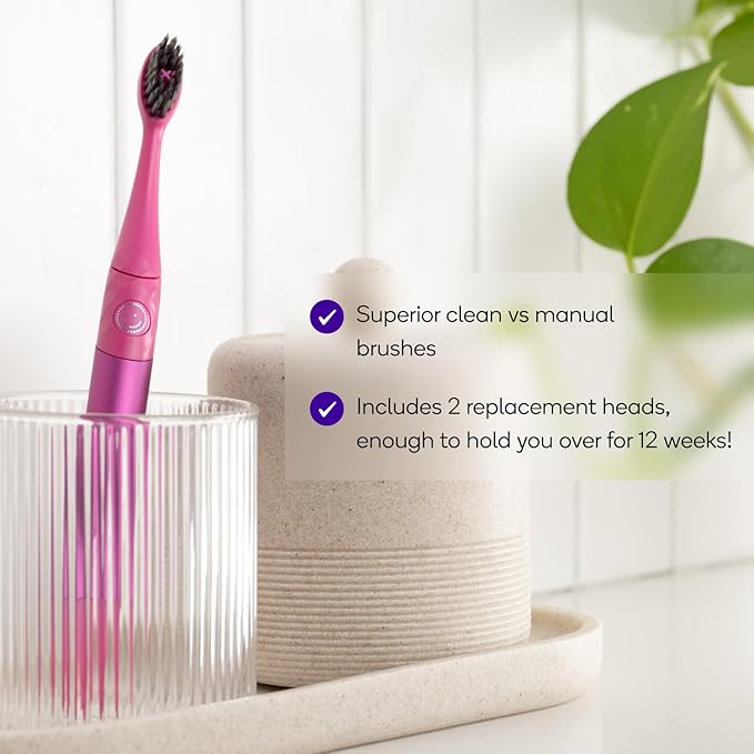 BURST Replacement Heads for Nova Sonic Toothbrush (Red) | Super-Soft Bristles Reduce Risk of Abrasion & Irritation | Tapered Ends Reach Below The Gumline | for a Whiter, Brighter Smile