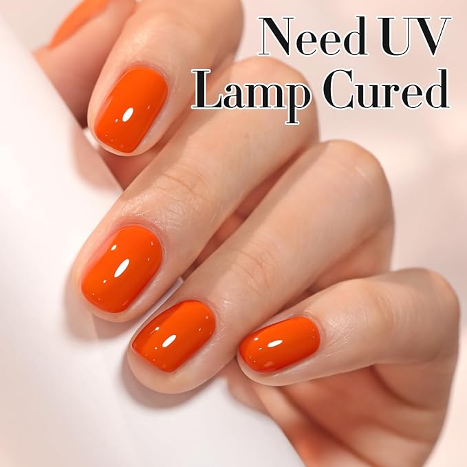 Double Rhythm 0.50 OZ Gel Polish Hema Free Same Color Same Bottle Golden Round Translucent Neutral Natural Milky 15 ML Jelly UV Polish Art DIY at Home (Dark Orange-C1100)