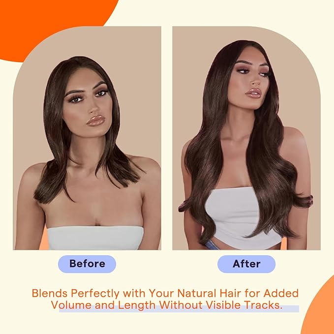 Full Shine Tape in Hair Extensions 20 Inch Straight Seamless Skin Weft Tape in Extensions Real Human Hair Color 2 Darker Brown Natural Soft and Silky Remy Hair 50 Grams 20 Pieces Add Length