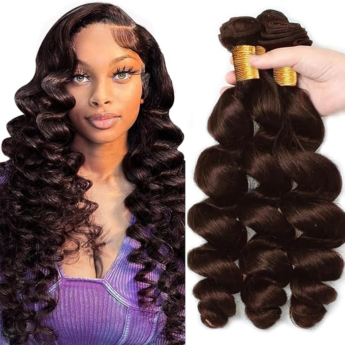 24 26 28 inch #4 Human Hair Bundles Brown Loose Wave Bundles Human Hair Brazilian 8A Dark Brown Loose Body Wave Bundle 300g