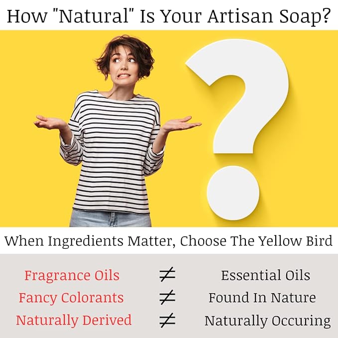 The Yellow Bird Pine Tar Soap Bar – Natural Handmade Face & Body Wash for Men & Women – Moisturizing Cleanser with Shea Butter, Olive & Coconut Oils, and Woodsy Essential Oil Blend (Made in USA)