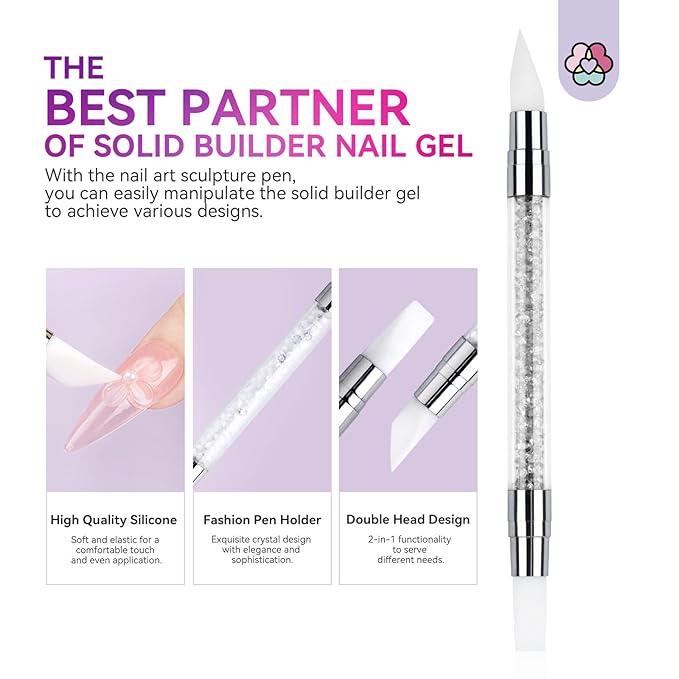SAVILAND Solid Builder Nail Gel - 60g Large Capacity 3D Nail Gels Sculpting Gel for Art Non-Sticky Hand Carving Glue Extension with Sequins Chrome Powder DIY Salon Home