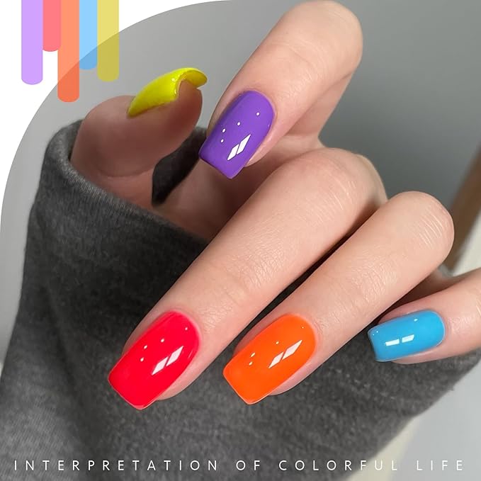 GAOY Neon Bright Gel Nail Polish Set, 6 Colors Summer Orange Hot Pink Glow in Dark, Soak Off UV Light Cure Gel Polish Kit for Nail Art DIY at Home