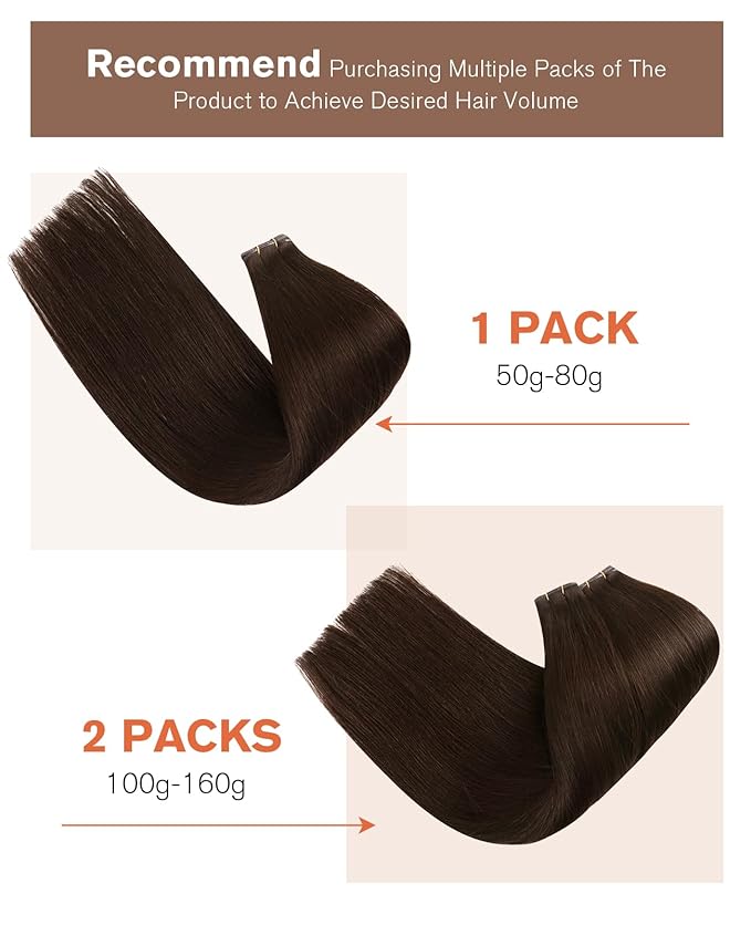 Sunny Hair Genius Weft Hair Extensions Human Hair Sew In Hair Extensions Real Human Hair Brown Invisible Weft Extensions Human Hair Hand Tied Extensions 22 Inch 80G #4