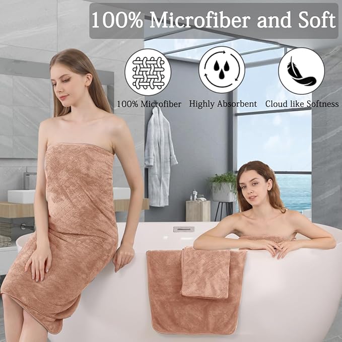 8-Piece Bath Towels Set,2 Oversized Large Bath Towel Sheet,2 Hand Towels and 4 Washcloths - 600 GSM Soft Microfiber Highly Absorbent Quick Dry Shower Towel Collection for Bathroom Hotel and Spa,Orange