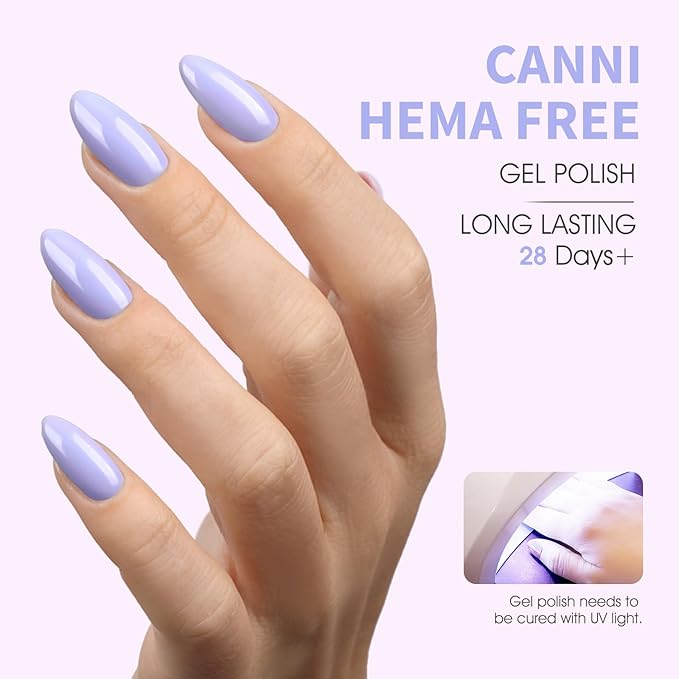 CANNI Purple Gel Nail Polish, 1Pcs Pastel Light Purple Color High Gloss Soak Off Nail Manicure Salon DIY