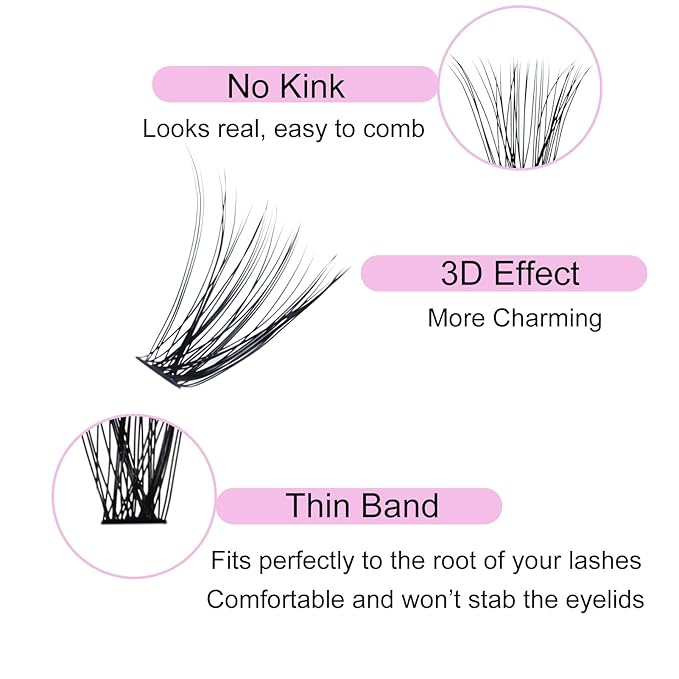 Cluster Lashes 240pcs 40D DIY Eyelash Extension D Curl Long Individual Lashes Mixed Tray Faux Mink Lash Clusters Extensions 0.07 0.10 Black (40D-0.07D-9-16mm)