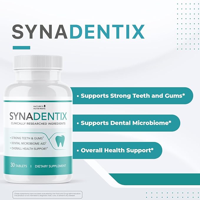 Synadentix Oral Care Tablets – Natural Formula with Hydroxyapatite & Enzyme Blend – Non-GMO, Easy-to-Use Dissolving Tablets – 30 Count, Made in USA, GMP-Certified Facility, 1 Month Supply