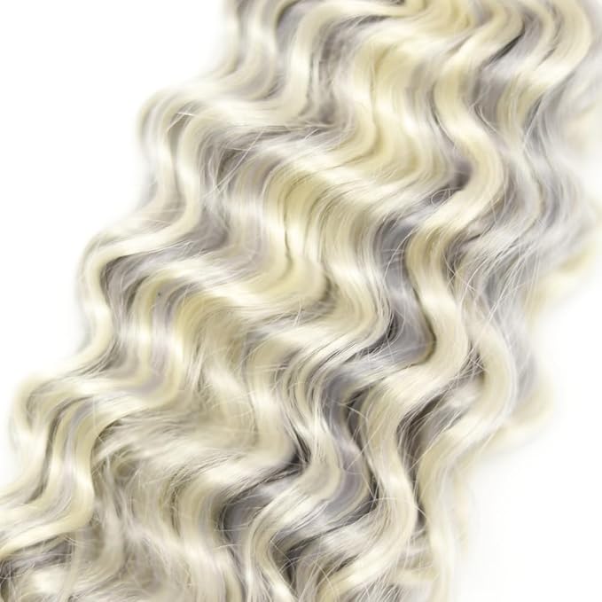 20 22 24 Inch Blonde Bundles Human Hair P613/grey Deep Wave 3 Bundle Unprocessed Brazilian virgin hair Weave Extensions Double Weft 50 Grams/Bundle Colored Highlight Grey Bundles for Woman