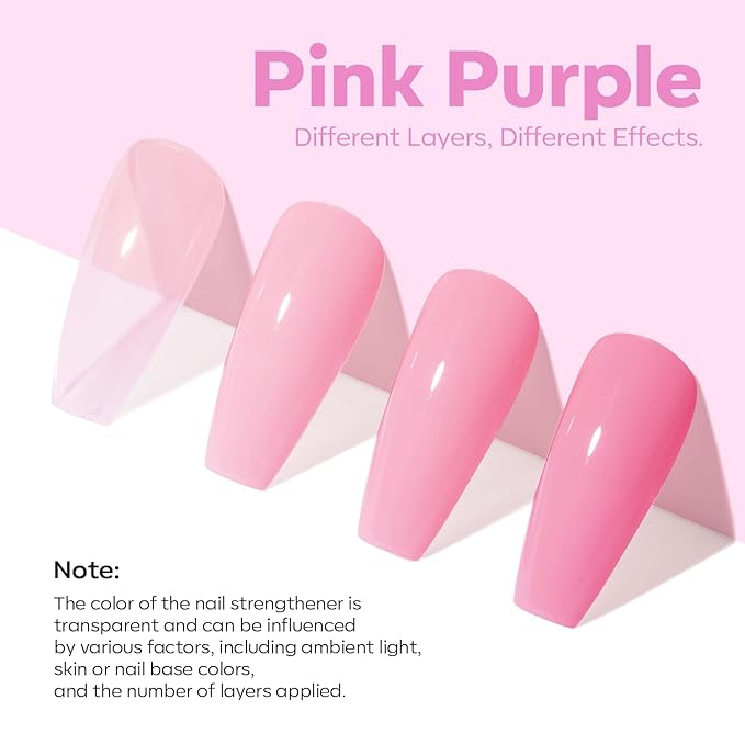 modelones Nail Strengthener Jelly Purple Pink Nail Repair for Damaged Nails Strengthening Polish 15ml Nail Growth and Strengthener Natural Concealer Foundation Nail Care Gifts for Women