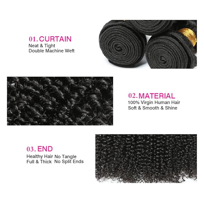 Human Hair Bundles Human Hair Curly Bundles 16 inch Kinky Curly Bundle Brazilian Remy Single Bundle 100g