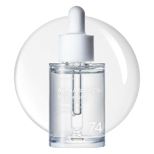 TOSOWOONG Alpha Arbutin 2% Rice Serum, Rice 746,074ppm, Alpha-Arbutin 20,000ppm, Glow, Glass skin, Pigmentation, Acne Marks, Dark Spots, Even Skin Tone, Hydrating, Korean Skin Care, 33ml / 1.11 fl.oz.
