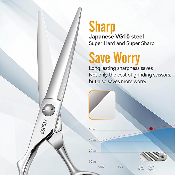 Left Handed Hair Cutting Scissors 6” Professional Barber Scissor Japan VG10 CNC Ultra-Precise Cuts, Razor Sharp Blades Hair Shears for Women & Men