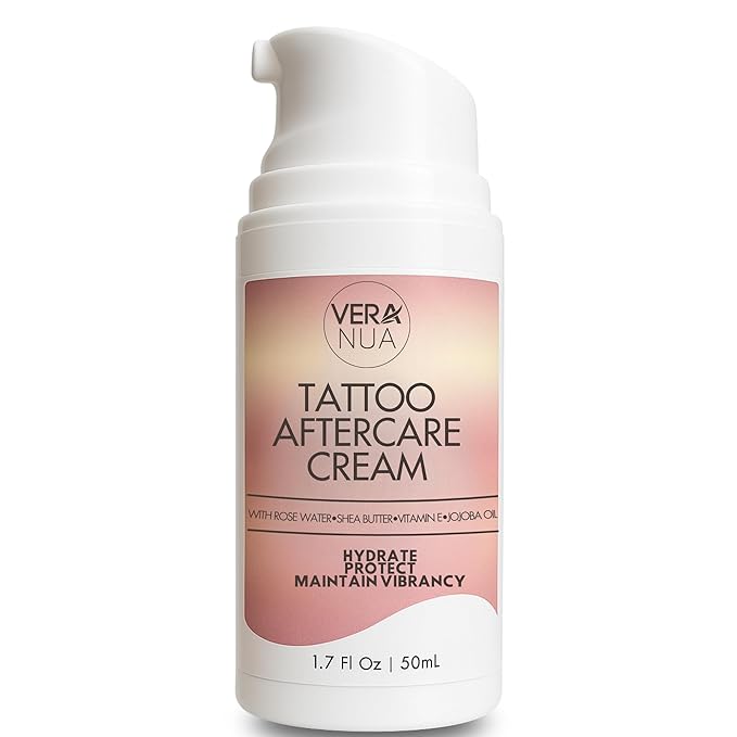 Tattoo Aftercare Cream for Women – With Rose Water, Shea Butter, Vitamin E & Jojoba Oil – Soothes, Protects and Brightens Healed Ink, Non-Greasy Moisturizer, Citrus Floral Scent (50ml)