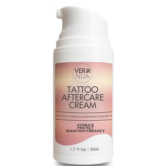 Tattoo Aftercare Cream for Women – With Rose Water, Shea Butter, Vitamin E & Jojoba Oil – Soothes, Protects and Brightens Healed Ink, Non-Greasy Moisturizer, Citrus Floral Scent (50ml)