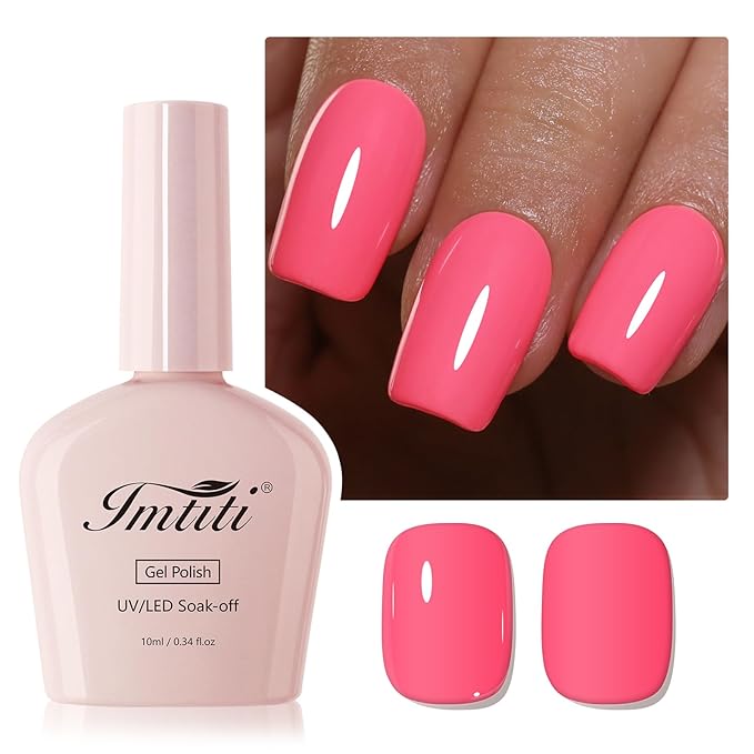 Imtiti Pink Gel Nail Polish, 1Pcs Pink Soak Off UV LED Gel Polish, Long Lasting, Nail Art Manicure Salon DIY at Home for Spring and Summer (0.34 Fl Oz-990)