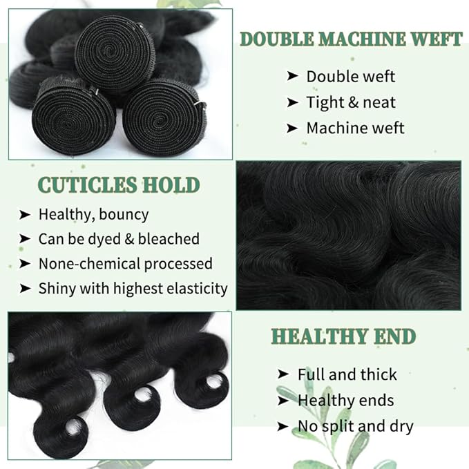Body Wave Bundles 26 28 30 Inch Human Hair 14A Human Hair Bundles 100% Unprocessed Brazilian Virgin Weave 3 Bundle for Women Natural Black Wavy Human Hair Extensions