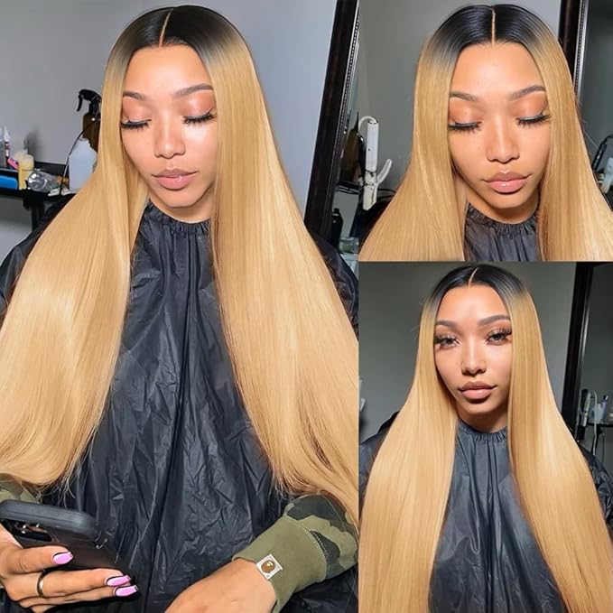 AMIRTY Honey Blonde Wig Human Hair for Women 13x6 HD Lace Front Wigs Human Hair Pre Plucked Straight Lace Frontal Wig With BabyHair 24Inch