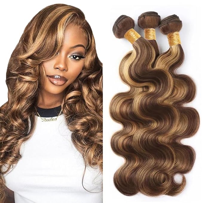 P427 Bundles Human Hair Blonde Body Wave Bundle 22 24 26 Inch Brazilian Virgin Hair 3 Bundles Highlight Bundle Hair Weave